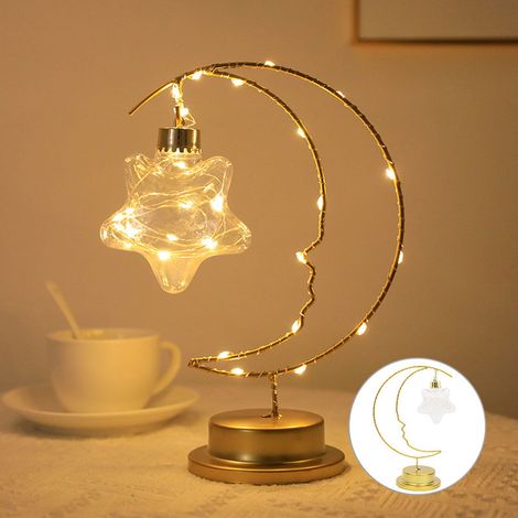 Lampe Décorative - En Fer Forgé - À LED Chaude - Alimentée Par Piles Et USB - Pour Table Chevet Décoration Fêtes - 1 Pièce (1/5)