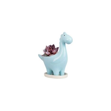 Keramik-Sukkulententopf mit Untersetzer, Dinosaurier-Form, Kaktus-Blumentopf, Mini-Blumentopf für den Innenbereich, Geschenkdekoration für Zuhause, Büro, Bonsai-Pflanzgefäß (blau) (1/5)