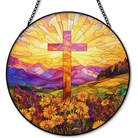 Attrape-lumière religieux vitrail – Suspension 20 cm