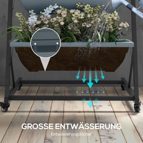 Support de plantes à 5 niveaux avec roulettes, étagère fleurs en acier gris, présentoir à pots pour jardin, tour à plantes perforée et mobile (1/5)