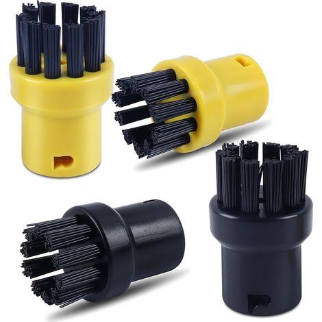 Brosse Ronde En Cuivre - Pour Nettoyeur À Vapeur - 4 Pièces (2 Jaune + 2 Noir) - Pour Coins Et Fissures (1/5)
