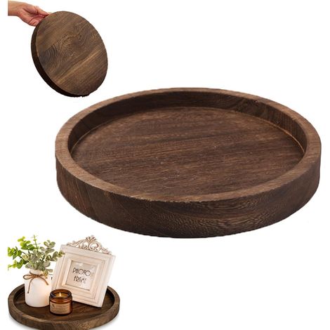 Runde Dekoschale – Tischdekoration – Dekorative Holzschale – Vintage-Tischdekoration – Geeignet als Tischdekoration im Wohnzimmer, (1/5)