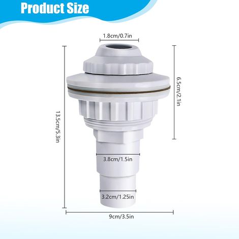 Buse D Entrée Piscine Réglable avec Tête Orientable pour Piscine Paroi Acier Buse de Refoulement avec Raccord Tuyau 32mm et 38mm pour Circulation D Eau Homogène Accessoire Piscine