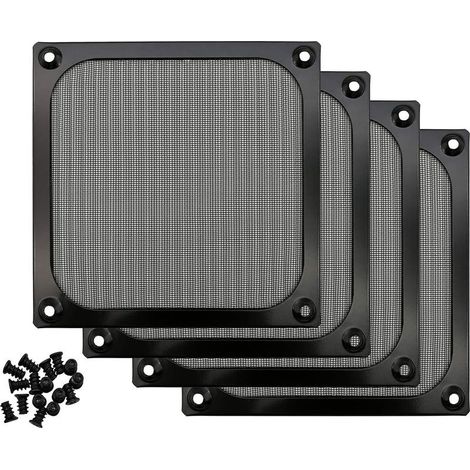 Lüfterfiltergitter – Feinmaschiges Aluminiumgewebe – Kompatibel mit Standardlüftern (105 x 105 mm) – Schwarz – 4er-Pack (1/5)