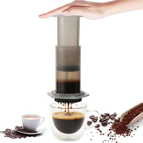 Presse à café, cafetière et machine à expresso, kit de presse à café de voyage portable pour café moulu, méthode d'infusion 3 en 1 combinant cafetière française, cafetière manuelle pour voyage (1/5)