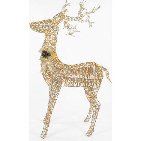 Renna 1000 LED Grande 200 cm per Interno ed Esterno Cervo Luminosa Gigante Natalizio con 8 Giochi di Luce Colore Oro Luce Bianco Caldo Decorazione Natalizia Giardino con Trasformatore (1/5)