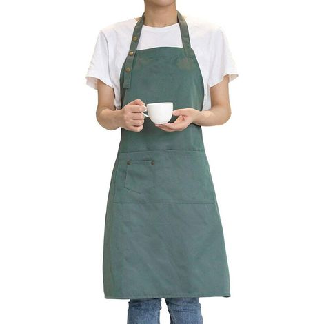 EASYCOMFORT Tablier de jardinage Tabliers d'art pour peinture poterie céramique, hommes femmes cuisine tabliers de cuisine vert imperméable - Vert (1/5)