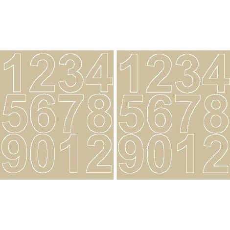 Pegatinas autoadhesivas con números de 7 cm, color beige brillante.