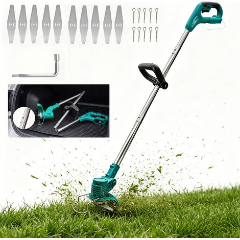 Teetok – Coupe-bordure à batterie – Tondeuse sans fil 18V – Tige télescopique 90-120cm – Rotatif à 90° pour buissons et pelouses