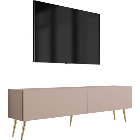 Mobile TV : Marrone Caramello, 140 x 52 x 32 cm, Gambe dorate (1/5)