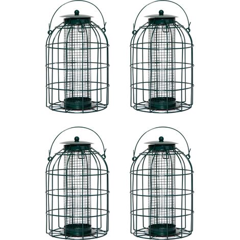 Pack of 4 Wild Bird Hanging Nut Feeder with Squirrel Guard (1/5)