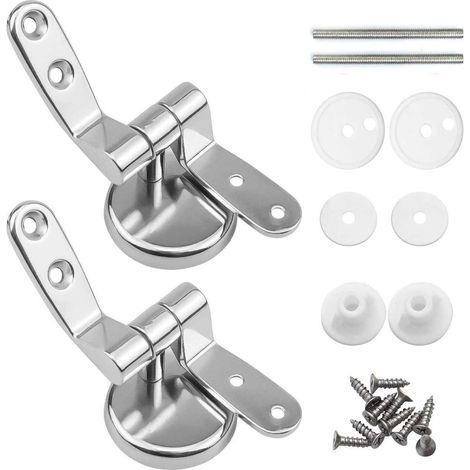 Charniere Abattant, Lot de 2 charnières de rechange pour lunette WC avec fixations en alliage de zinc (1/5)