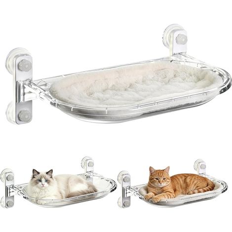 Tapis de suspension pour Saugnapf, tapis de suspension transparent Mit abnehmbarem Plüschkissen für Katzenbett aus Glas, zum Ausruhen und Schlafen (1/5)
