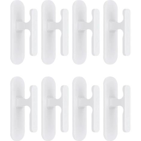 Gardinenhaken, 8 Stück, selbstklebende Gardinenkordelhaken, Kunststoff, Gardinenkordelhaken ohne Lochung erforderlich, Sicherheits-Gardinenkordel, 7 × 2 cm, Weiß (1/5)