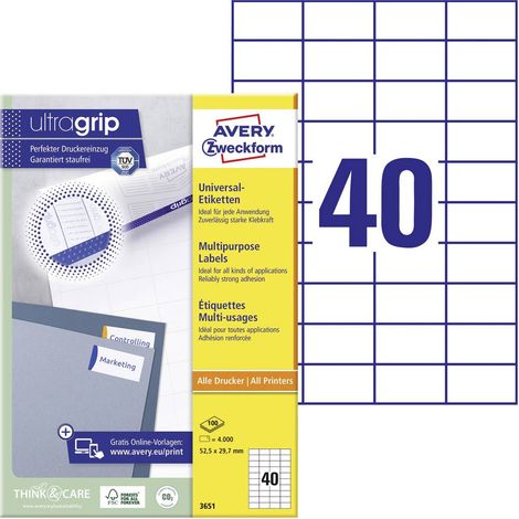Avery Zweckform, Etichette Avery 52,5 x 29,7 mm, A4 (3651) (1/5)