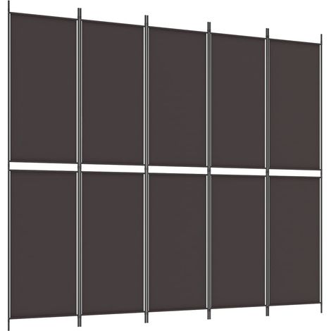 5-Panel Room Divider Brown 250x220 cm Fabric vidaXL