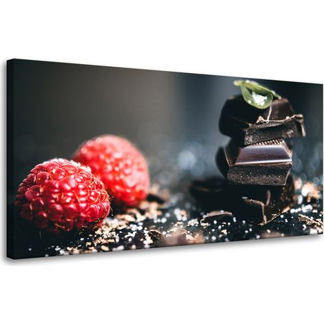 Leinwanddruck „Küchenhimbeeren mit Schokolade“ 80x40
