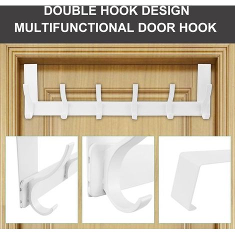 Ganchos para ropa de puerta con 6 ganchos,barra para ganchos,toallero para puerta de baño para puertas de 4,5 cm de grosor (1/4)
