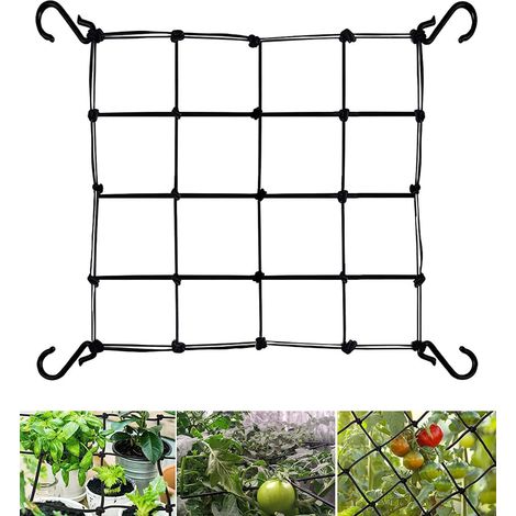 Tuteur extensible 60x60cm en maille élastique pour tente de culture, treillis roulant pour chambre hydroponique, support universel robuste avec crochets en acier (1/5)