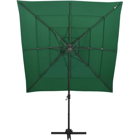 Ombrellone Parasole a Sbalzo 4 Livelli Palo Alluminio 250x250 cm Verde (1/5)