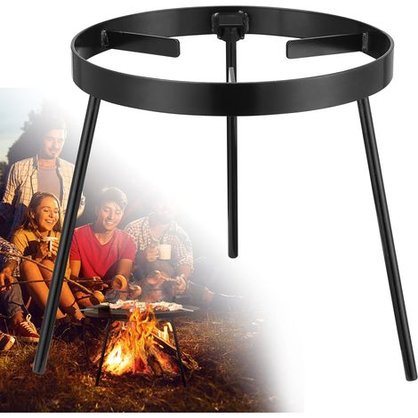 Trépied pour feu de Camp pour la Cuisine – Équipement de Cuisine pour feu de Camp, Support de Foyer extérieur, trépied de Camping Portable en Fonte pour Four hollandais, Barbecue, Chalet, Foyer (1/5)