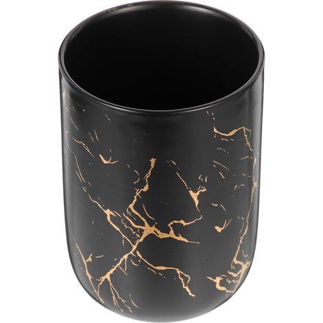 Gobelet de rangement en céramique OUNONA , motif marbre noir . pratique pour la maison et l'hôtel , (1/5)