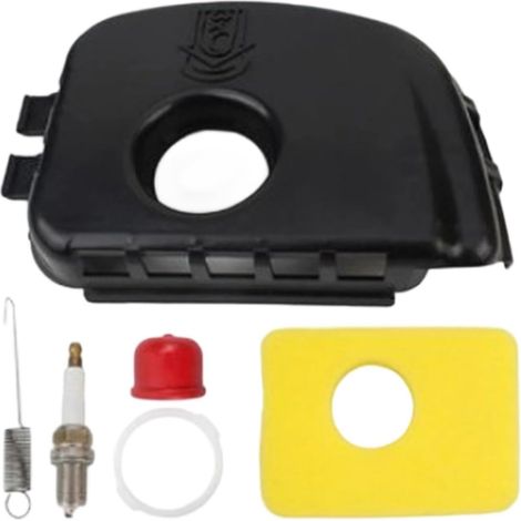 Boîtier de filtre à air 595660 avec filtre en mousse 799579 et primer d'aspiration 594281 pour moteurs de tondeuse à gazon BS Boîtier en plastique robuste Jaune Noir Filtration efficace de la saleté (1/5)