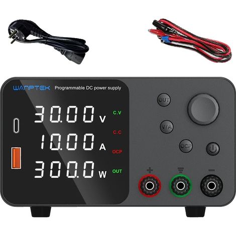 Alimentation électrique DC, sortie réglable, compatible pour usage en laboratoire, TPS 30V 10A (1/2)