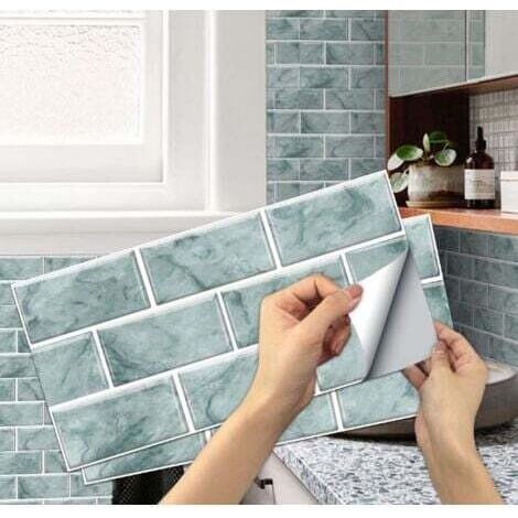6 pièces Stickers Carrelage Cuisine(Marbre), Autocollant en Tuile Auto-Adhésif Sticker Imperméable en PVC Autocollants de Carreaux Carrelage Adhesif Mural Autocollant pour Salle de Bains et Cuisine (1/5)