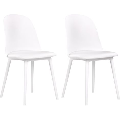 Lote de 2 sillas de comedor minimalistas acolchadas sintético en color blanco Fomby (1/5)