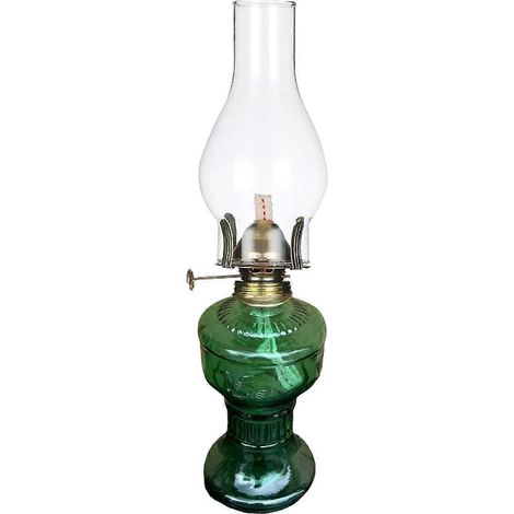 Lampe à huile rustique en verre vintage, lampe à charbon, lampe à huile pour usage intérieur, décoration, lanterne à huile verte (1/4)