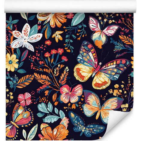 Papel pintado Mariposas de colores Azul marino, índigo y burdeos 50x1000 cm (1/5)