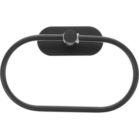 Anneau porte-serviettes ovale, accessoires de salle de bain muraux sans perforation, acier inoxydable, noir (1/5)