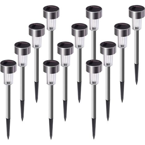 Set of 12 waterproof stainless steel solar Christmas lights, colorful lights for outdoor use, patio, garden, landscape/driveway. (4.5 x 29.5 cm) (1/5)