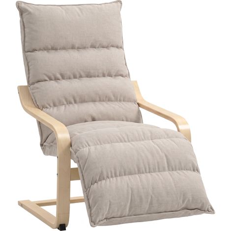 HOMCOM sillón de salón con reposapiés ajustable, butaca de salón tapizada en terciopelo, marco de madera, 67x93x105 cm, marrón claro (1/5)