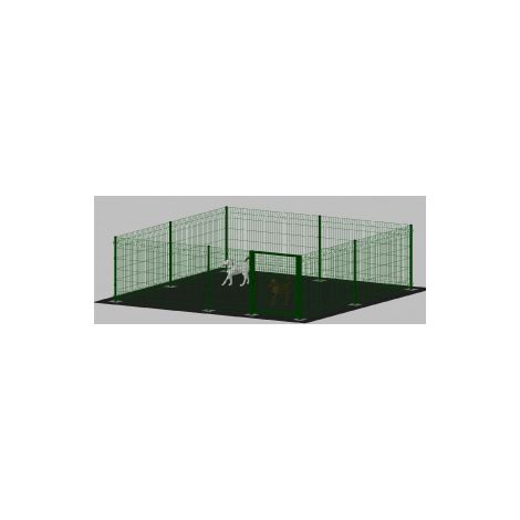 .Recinto-Box Modulare per Cani in Ferro Zincato e Verniciato Verde-con Pali a Tassellare - cm 400x400x142h (1/2)