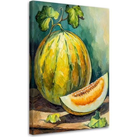 Tableau sur toile Tableau sur toile Fruit de pastèque peint à la main 70x100 (1/5)