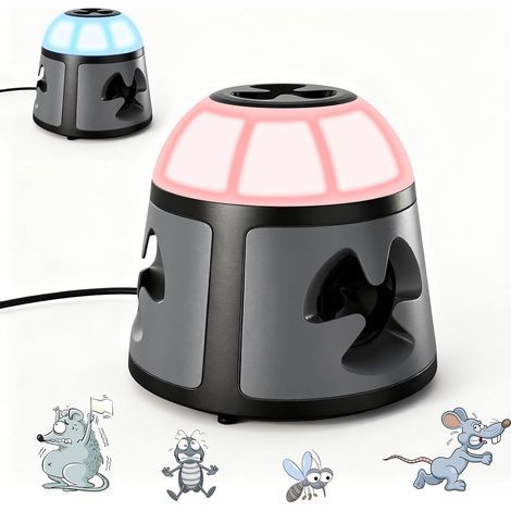 Répulsif ultrasonique à 360° contre les souris et les rats, 4 modes, avec lumière clignotante, à brancher, efficace contre les rongeurs, les araignées, les cafards et les acariens. (1/5)