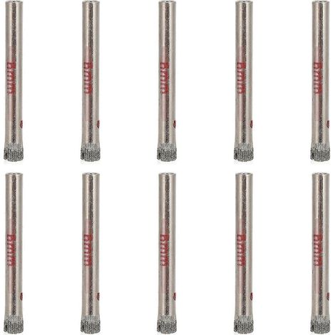 Lot de 10 forets de 6 mm à tige ronde en acier rapide, scies à bois pour verre et marbre