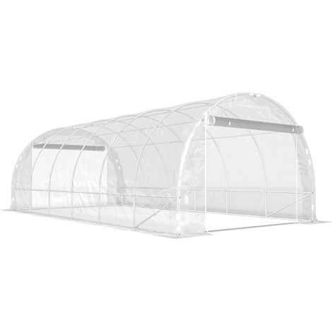 Serra a Tunnel 3x6x2 m con Porte Avvolgibili Telaio in Acciaio e Copertura in PE Anti-UV Trasparente (1/5)