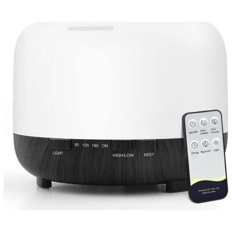 Diffuseur d'huiles essentielles,Diffuseur d'aromathérapie avec lumière LED 7 Couleurs pour Grandes pièces,Humidificateur d'air ultrasonique pour la Maison (1/5)