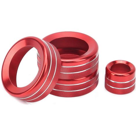 4 Anneaux de Protection pour Boutons de Climatisation Voiture, Compatibles Subaru BRZ 2017-2020, Décorations Rouges de Tableau de Bord, Contrôle Climatique Rond (4 pièces). (1/4)