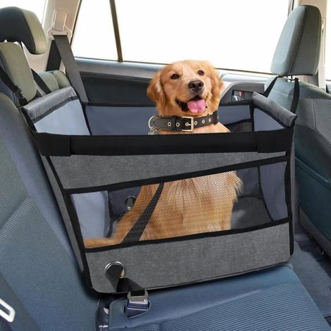 Ecleanfy - Siège Auto Chien Sécurisé, Panier Voiture Chien Confortable, Protection Voiture Chiens avec Fenêtre Aérée (46x45x48cm)