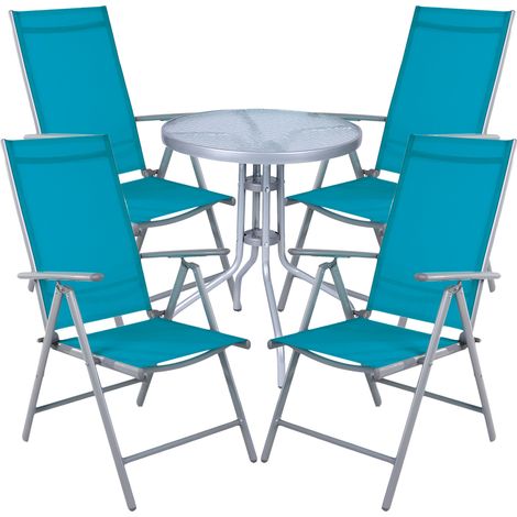 Bistrogarnitur 5-teilig Silber/Petrol-MMC330850+4xMMC5000P (1/3)