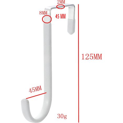 Ganchos para puertas de 12,5 cm, que se pueden usar como albornoces, guirnaldas y en armarios (Blanco, 4 por juego). (1/5)