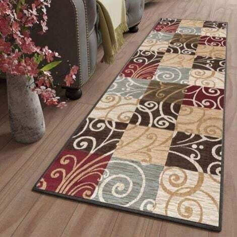 40x60cm Tapis Cuisine Devant evier Tapis de Couloir Lavable antiderapant Long Absorbant Moderne Motifs Géométriques Tapis de Salon Chambre pour Les Chambres Jeunes Adulte Fille Garcon Rouge (1/4)