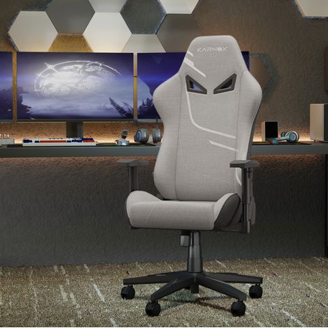 Fauteuil gaming ergonomique tissu gris clair OKMYHOME (1/3)