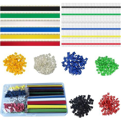 60 Stück 2,54 mm Stiftleisten für Leiterplatten (40-polig, Stecker und Buchsen) für Arduino-Prototypen-Shields + 360 Stück Jumperkappen für Arduino-Schaltungen (1/5)