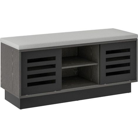 Panca e scarpiera 2 in 1 con 6 scomparti e 3 ripiani regolabili 995 x 345 x 46 cm grigio