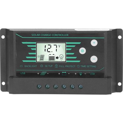 Régulateur de charge solaire PWM 30A 12V/24V avec double USB et écran LCD pour Lampz10 (1/5)